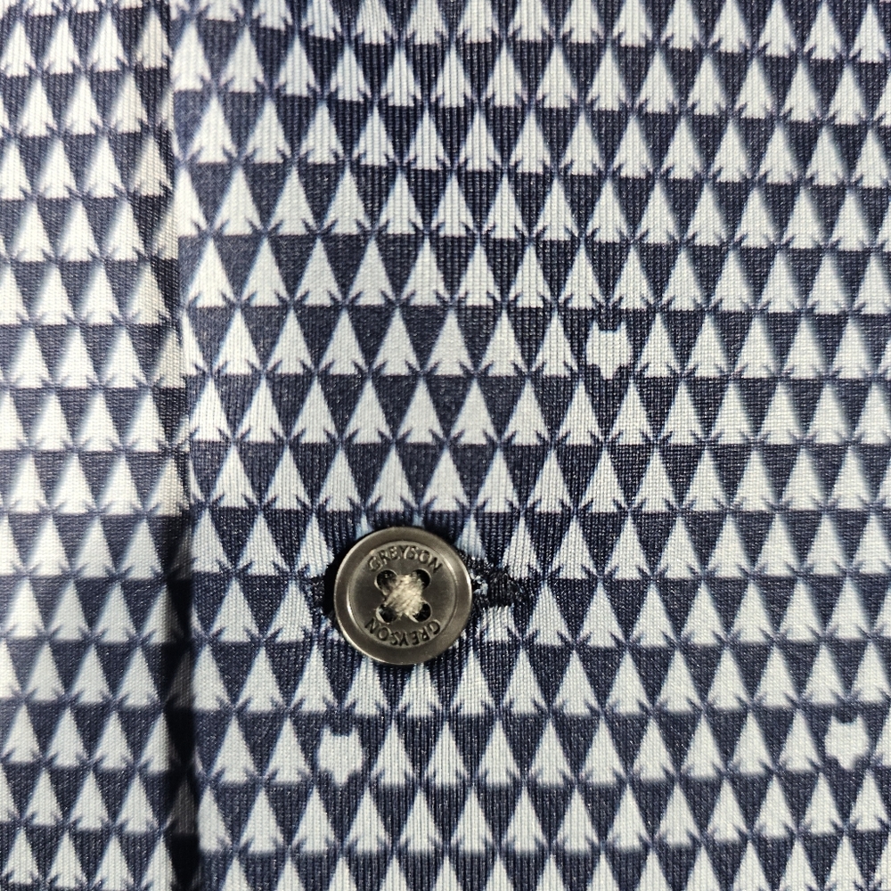 Greyson Maltese Blue Arrowhead Print Short Sleeve Polo Embroidered Mens M - Picture 3 of 11